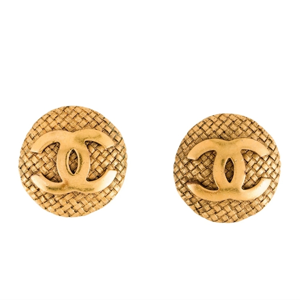 CHANEL Vintage CC Woven Clip-On Earrings /PRISTINE CONDITION